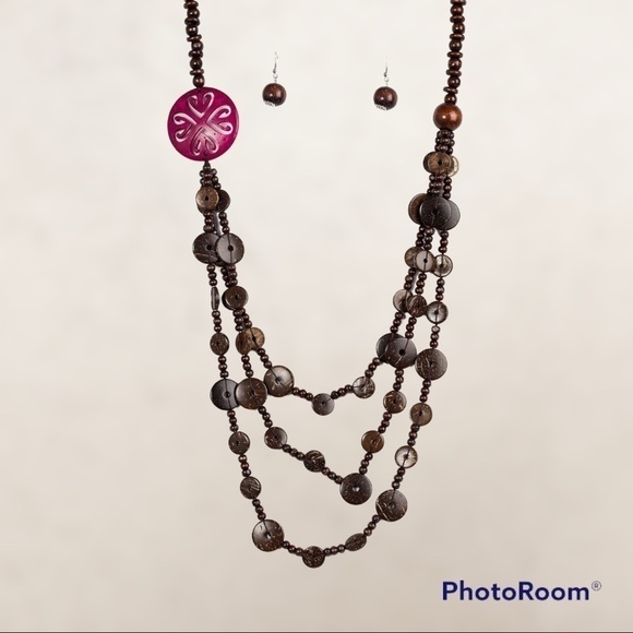 𝅺🔥 5/$25 Paparazzi Jungle Jive Wooden Jewelry Necklace and Earrings Set - Picture 8 of 9